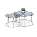 MERIDIAN modern 2 részes dohányzóasztal szett – füstüveg / króm - 80/60cm