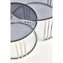 MERIDIAN modern 2 részes dohányzóasztal szett – füstüveg / króm - 80/60cm