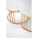 MERIDIAN modern 2 részes dohányzóasztal szett – fehér márvány / arany - 80/60cm