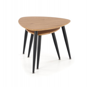 NOVAIR modern 2 részes dohányzóasztal szett – arany tölgy / fekete - 60/40cm