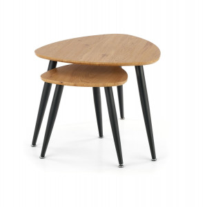 NOVAIR modern 2 részes dohányzóasztal szett – arany tölgy / fekete - 60/40cm