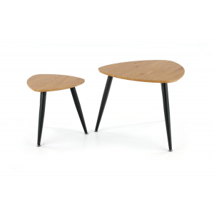 NOVAIR modern 2 részes dohányzóasztal szett – arany tölgy / fekete - 60/40cm
