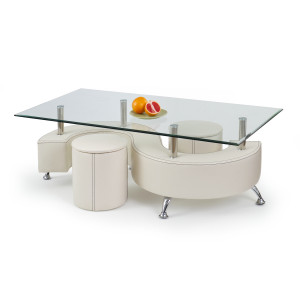 NOLAN modern dohányzóasztal – fehér - 130cm HALMAR