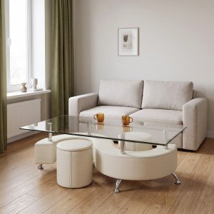 NOLAN modern dohányzóasztal – fehér - 130cm HALMAR