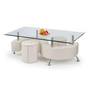 NOLAN modern dohányzóasztal – fehér - 130cm HALMAR