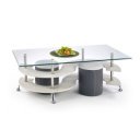 NOLAN modern dohányzóasztal 2 puffal – szürke - 130cm