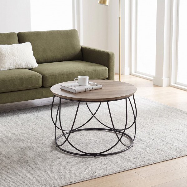 NORWICK modern kerek dohányzóasztal – dió / fekete - 60cm
