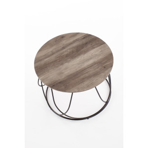 NORWICK modern kerek dohányzóasztal – dió / fekete - 60cm