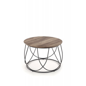 NORWICK modern kerek dohányzóasztal – dió / fekete - 60cm