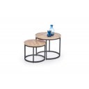 NORA modern 2 részes dohányzóasztal szett –  tölgy / fekete - 53/43cm