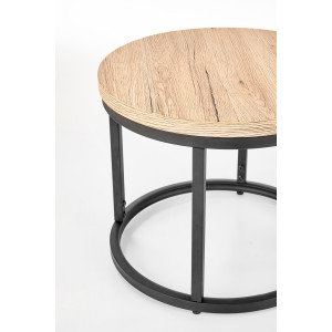 NORA modern 2 részes dohányzóasztal szett –  tölgy / fekete - 53/43cm