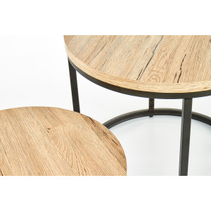 NORA modern 2 részes dohányzóasztal szett –  tölgy / fekete - 53/43cm