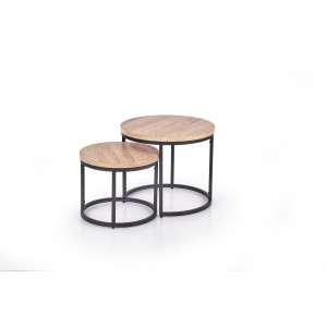 NORA modern 2 részes dohányzóasztal szett –  tölgy / fekete - 53/43cm