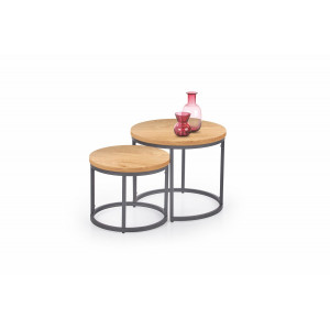 NORA modern 2 részes dohányzóasztal szett – arany tölgy / fekete - 53/43cm