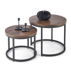 NORA modern 2 részes dohányzóasztal szett – dió / fekete - 53/43cm