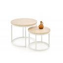NORA modern 2 részes dohányzóasztal szett – travertin / fehér - 53/43cm