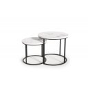 NORA modern 2 részes dohányzóasztal szett – fehér márvány / fekete - 53/43cm