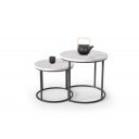 NORA modern 2 részes dohányzóasztal szett – fehér márvány / fekete - 53/43cm