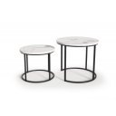 NORA modern 2 részes dohányzóasztal szett – fehér márvány / fekete - 53/43cm