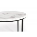 NORA modern 2 részes dohányzóasztal szett – fehér márvány / fekete - 53/43cm