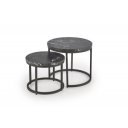 NORA modern 2 részes dohányzóasztal szett – fekete márvány / fekete - 53/43cm