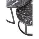 NORA modern 2 részes dohányzóasztal szett – fekete márvány / fekete - 53/43cm