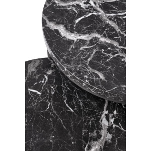 NORA modern 2 részes dohányzóasztal szett – fekete márvány / fekete - 53/43cm