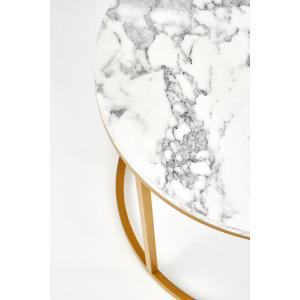PALMER modern 2 részes dohányzóasztal szett – márvány / arany - 60/38cm