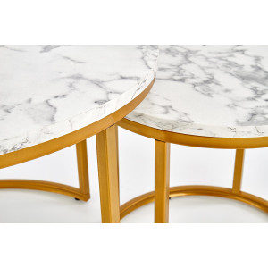PALMER modern 2 részes dohányzóasztal szett – márvány / arany - 60/38cm