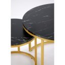 PALMER modern 2 részes dohányzóasztal szett – fekete márvány / arany - 60/38cm