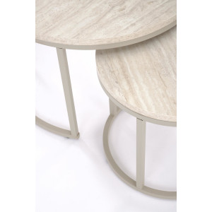 PALMER modern 2 részes dohányzóasztal szett – travertin / kasmír - 60/38cm