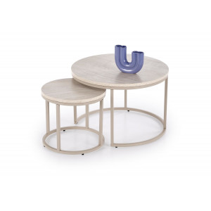 PALMER modern 2 részes dohányzóasztal szett – travertin / kasmír - 60/38cm