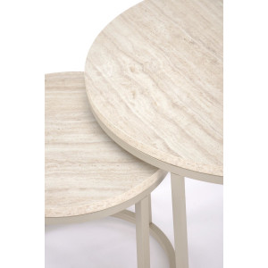 PALMER modern 2 részes dohányzóasztal szett – travertin / kasmír - 60/38cm
