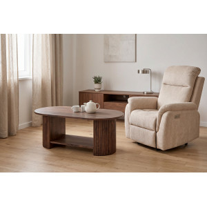PRESTON modern ovális dohányzóasztal – dió -120cm