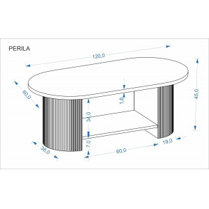 PRESTON modern ovális dohányzóasztal – dió -120cm