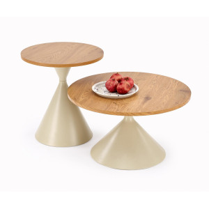PIERSON modern 2 részes dohányzóasztal szett – tölgy / kasmír - 70/50cm