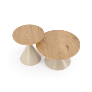 PIERSON modern 2 részes dohányzóasztal szett – tölgy / kasmír - 70/50cm