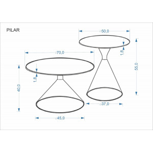 PIERSON modern 2 részes dohányzóasztal szett – tölgy / kasmír - 70/50cm