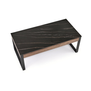 RYDER modern dohányzóasztal – fekete márvány / dió -121cm