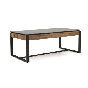 RYDER modern dohányzóasztal – fekete márvány / dió -121cm