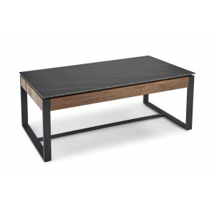 RYDER modern dohányzóasztal – fekete márvány / dió -121cm