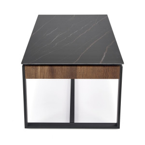 RYDER modern dohányzóasztal – fekete márvány / dió -121cm