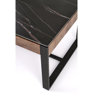 RYDER modern dohányzóasztal – fekete márvány / dió -121cm
