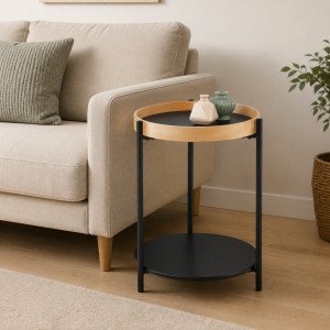 RYTON modern lerakóasztal – natúr tölgy / fekete - 44cm HALMAR