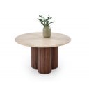 RAVEN modern dohányzóasztal – travertin / dió - 80cm