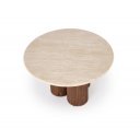 RAVEN modern dohányzóasztal – travertin / dió - 80cm