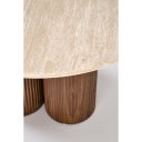 RAVEN modern dohányzóasztal – travertin / dió - 80cm