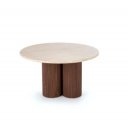 RAVEN modern dohányzóasztal – travertin / dió - 80cm