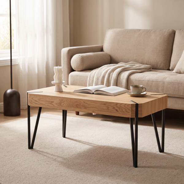 ELIOT modern dohányzóasztal –  tölgy / fekete - 110cm