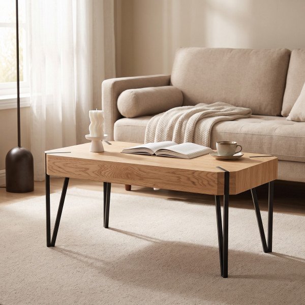 ELIOT modern dohányzóasztal –  tölgy / fekete - 110cm